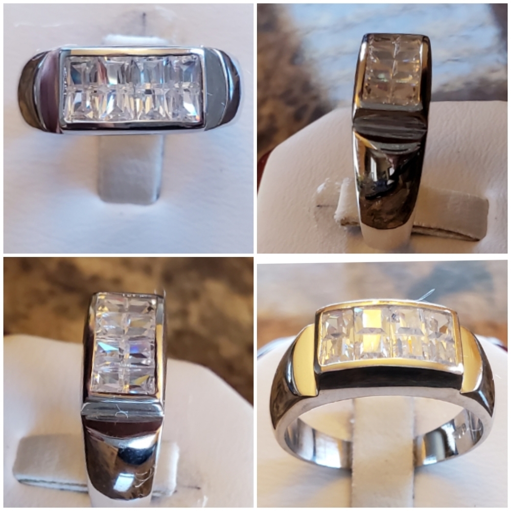 Genuine 3ct Princess Cut White Topaz Ring Size 9 - Picture 2 of 7